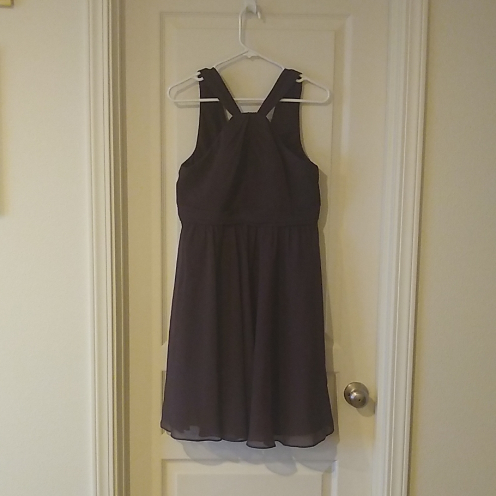 David's Bridal brown bridesmaid's dress